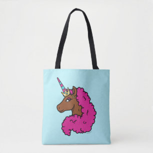 Hot Pink Afro Unicorn Tote Bag