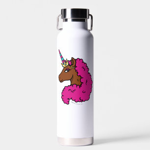 Hot Pink Afro Unicorn Water Bottle