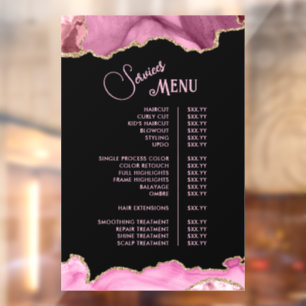 Hot Pink Agate Services Menu