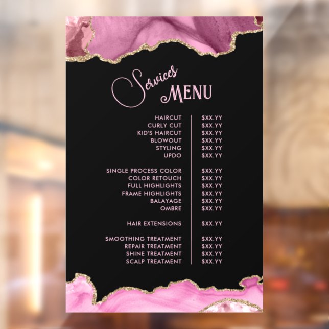 Hot Pink Agate Services Menu (Sheet 2)