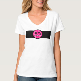 Hot Pink and Black 50 & Fabulous Birthday Gift T-Shirt