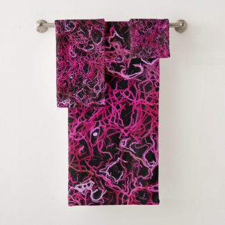 Hot Pink and Black Bath Towel Set