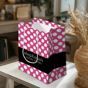 Hot Pink and Black Bridal Shower Preppy Pattern Small Gift Bag
