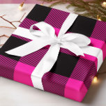 Hot Pink and Black Buffalo Plaid Christmas Wrapping Paper<br><div class="desc">Classic Christmas colour buffalo plaid pattern wrapping paper multi set in three hot pink and black.
Customise the bright background colours as you like.
You can transfer the seamless tile graphic black gingham plain onto other gifts.</div>
