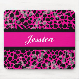 Hot Pink and Black Cheetah pattern Mouse Pad
