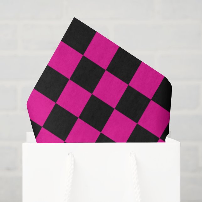 Hot Pink and Black  Chequered Print  Tissue Paper (Gift Bag)
