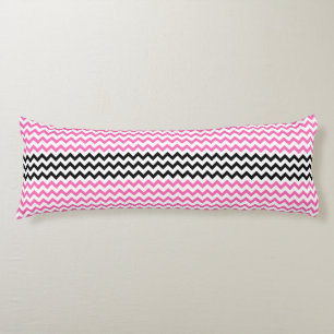 Hot Pink And Black Chevron by Shirley Taylor Body Cushion