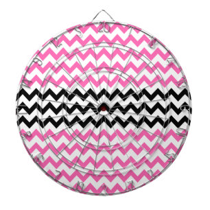 Hot Pink and Black Chevron by Shirley Taylor Dartboard