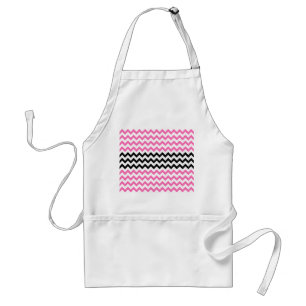 Hot Pink And Black Chevron by Shirley Taylor Standard Apron