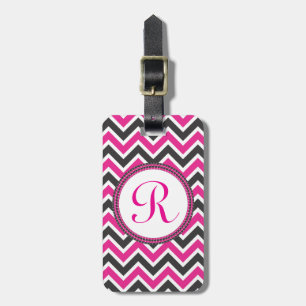 Hot Pink and Black Chevrons Luggage Tag