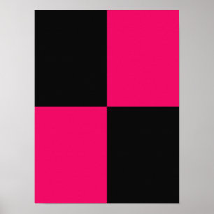 Hot Pink and Black Color Blocks  Poster