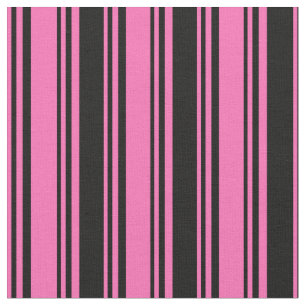 Hot Pink and Black Coloured Lines/Stripes Pattern Fabric