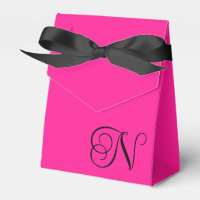 Hot Pink and Black Curly Script Monogram