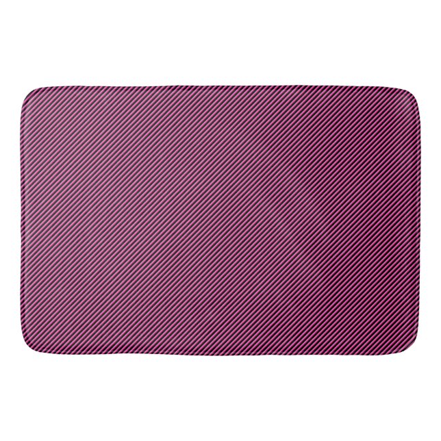 Hot Pink and Black Diagonal Striped Bath Mat (Front)