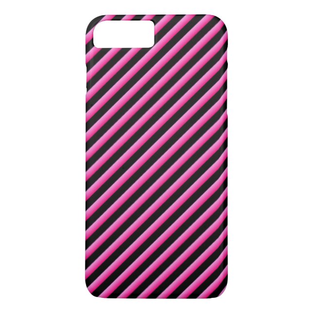 Hot Pink and Black Diagonal Striped Case-Mate iPhone Case (Back)