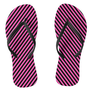 Hot Pink and Black Diagonal Striped Jandals