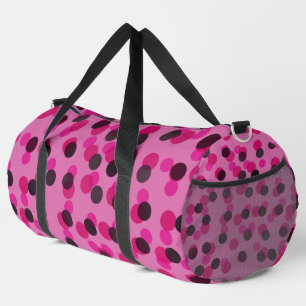 hot pink and black dots duffle bag