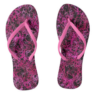 Hot Pink and Black Electric Lines 5078 Jandals