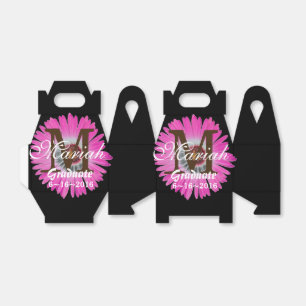 Hot Pink and Black Gerbera Daisy Flower Favour Box