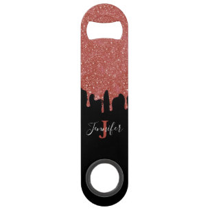 Hot Pink and Black Glitter Speed Bottle Opener
