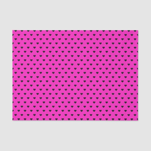 Hot Pink and Black Hearts | Custom Tissue Paper (Front)