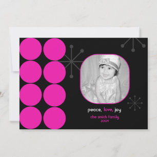 Hot Pink and Black Holiday Photo Card