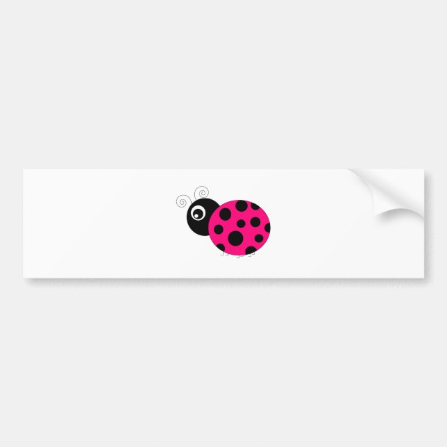 Hot Pink and Black Ladybug Bumper Sticker (Front)