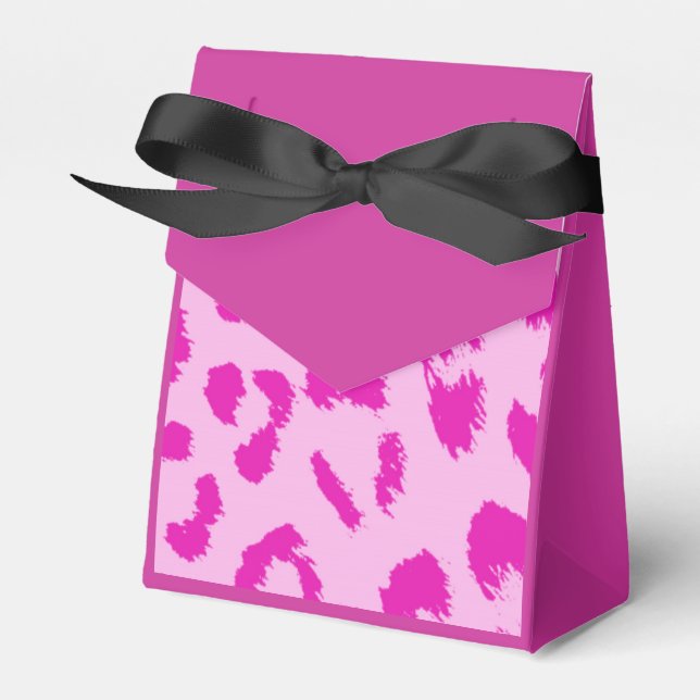 Hot Pink and Black Leopard Print Favour Box (Front Side)