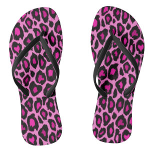 Hot Pink and Black Leopard Print Jandals