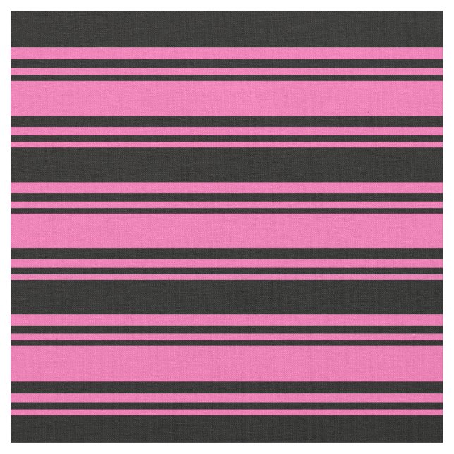 Hot Pink and Black Lined/Striped Pattern Fabric (Close Up)
