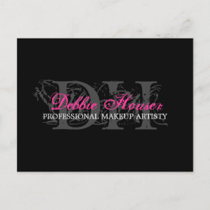 Hot Pink and Black Monogram Makeup Comp Card