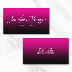 Hot Pink and Black Ombre Elegant Business Card