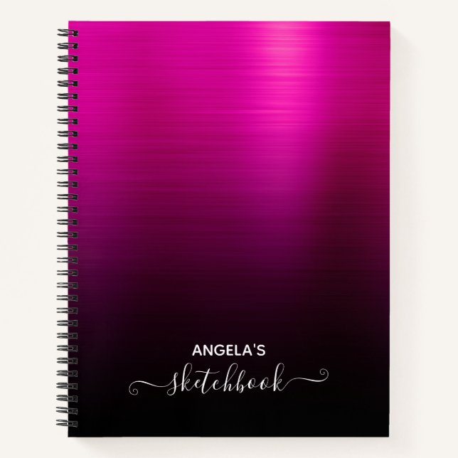 Hot Pink and Black Ombre Sketch Notebook (Front)