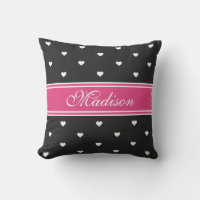 Hot Pink and Black Personalised Name Tiny Hearts