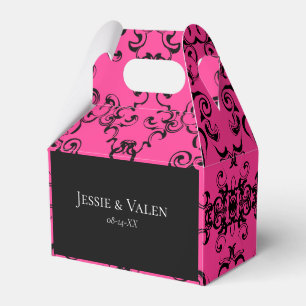 Hot Pink and Black Swirl Gothic Wedding Favour Box