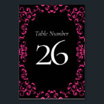 Hot Pink and Black Swirl Gothic Wedding Table Number<br><div class="desc">Our beautiful swirl design lends a modern element to this hot pink and black gothic wedding collection.  Perfect for a dark themed wedding or Rockabilly affair.</div>
