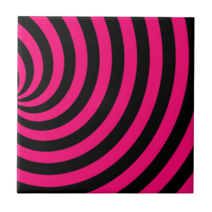 Hot Pink and Black Swirly Stipes Tile