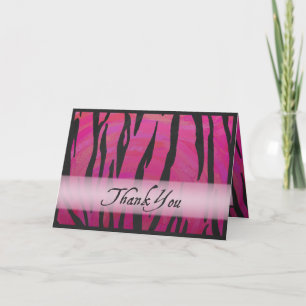 Hot Pink and Black Tiger Stripe Thank You Card