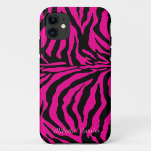 Hot Pink and Black Zebra Print Phone Case