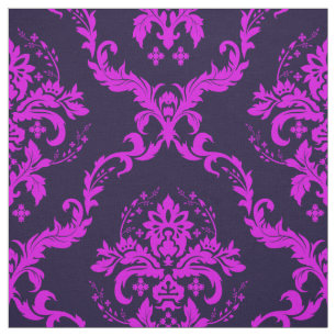 Hot Pink And Blue Floral Damasks Fabric