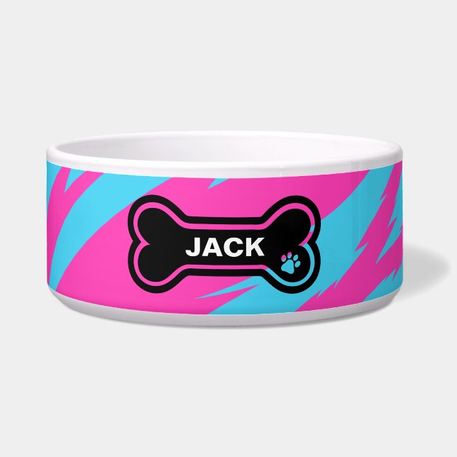 Hot Pink and Bright Blue Personalised Dog (Front)