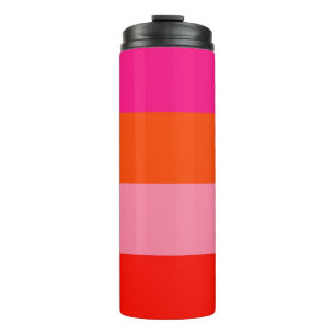 Hot Pink and Bright Orange Stripes  Thermal Tumbler