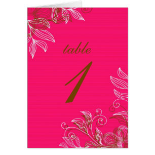 Hot Pink and Brown Floral Table Seating Cards
