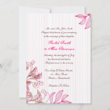 Hot Pink and Brown Floral Wedding Invitation