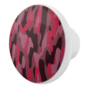 Hot pink and Burgundy Camo Ceramic Knob