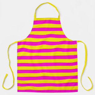Hot Pink And Canary Yellow Stripes Apron