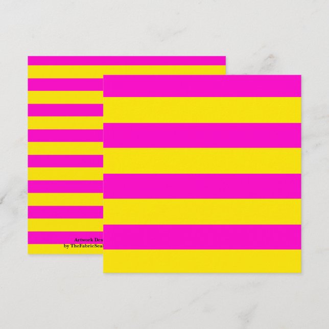 Hot Pink And Canary Yellow Stripes Card (Front/Back)
