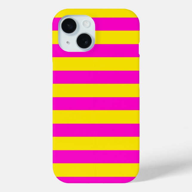 Hot Pink And Canary Yellow Stripes Case-Mate iPhone Case (Back)