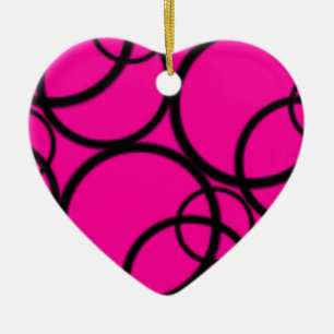 Hot Pink and circles Ceramic Tree Decoration