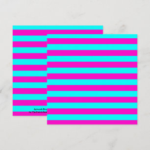 Hot Pink And Cyan Blue Green Turquoise Stripes Card